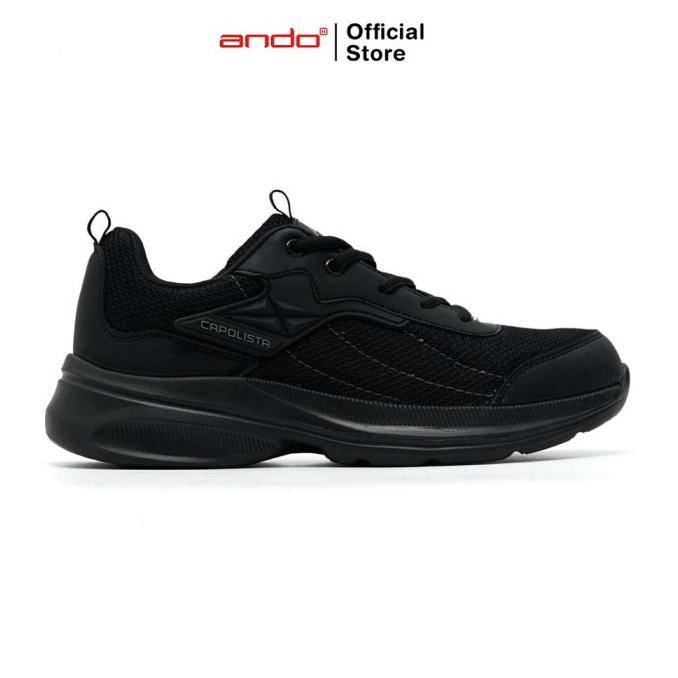 New Ando Official Sepatu Sneakers Capolista Pria Dewasa - Hitam/Hitam Original
