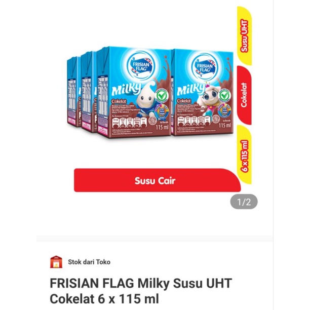 

FRISIAN FLAG Milky Susu UHT Cokelat 6 x 115 ml