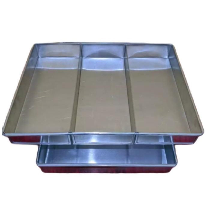 Promo Minggu Ini Loyang Kue Lapis Surabaya Sekat 3 Ukuran 20X10X4 Cm Bahan Alumunium