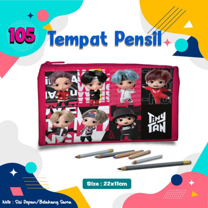 

Tempat Pensil Motif BTS Tiny Tan 105/Pouch Alat Tulis Custom Nama Foto Souvenir Kado Hadiah Wadah Kostak Kotak Dompet