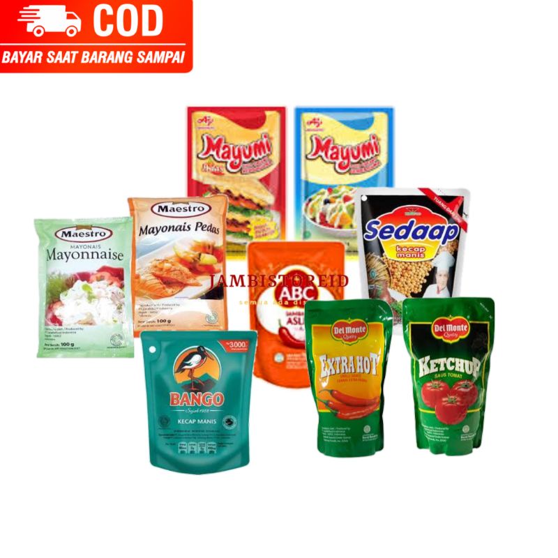 

(JAMBISTOREID) JAMBI LANGSUNG KIRIM Saus Instan All Varian Kecap Saos Sambal Tomat Mayonais Mayo Pedas Dressing Bumbu Sate Seafood Otak-Otak Sosis Besar Singapore Bakar Bakar-Bakaran Mayumi Maestro ABC Bango Del Monte BBQ Barbeque Spageti Spaghetti Jambi