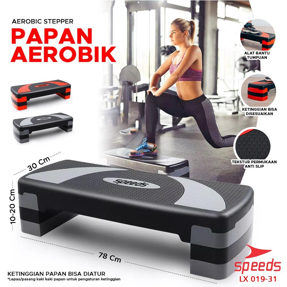 SPEEDS Papan Senam Aerobik Zumba Aerobic Stepper Papan Step 3 Tingkatan Adjustable Alat Olahraga Sen