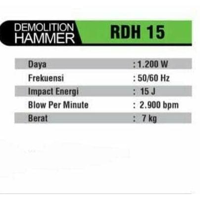 Demolition Hammer RYU RDH 15/Ryu Jack Hammer RDH 15/mesin Bobok RDH 15