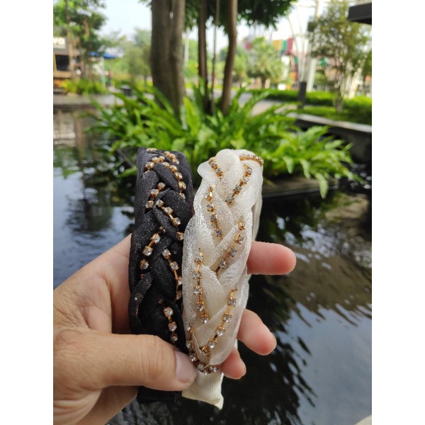 BANDO KEPANG SILANG ORGANDI VARIASI PERMATA - BANDO PERMATA - BANDO KEPANG PERMATA - BANDO RAMBUT KO