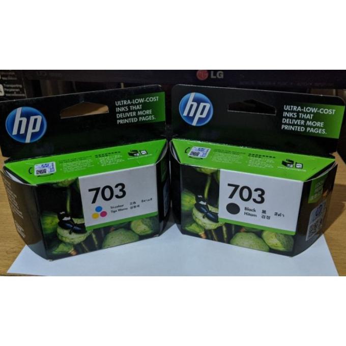 Tinta Printer Hp 703 Black & Tricolor Catridge Original 1Set For Sahamallk