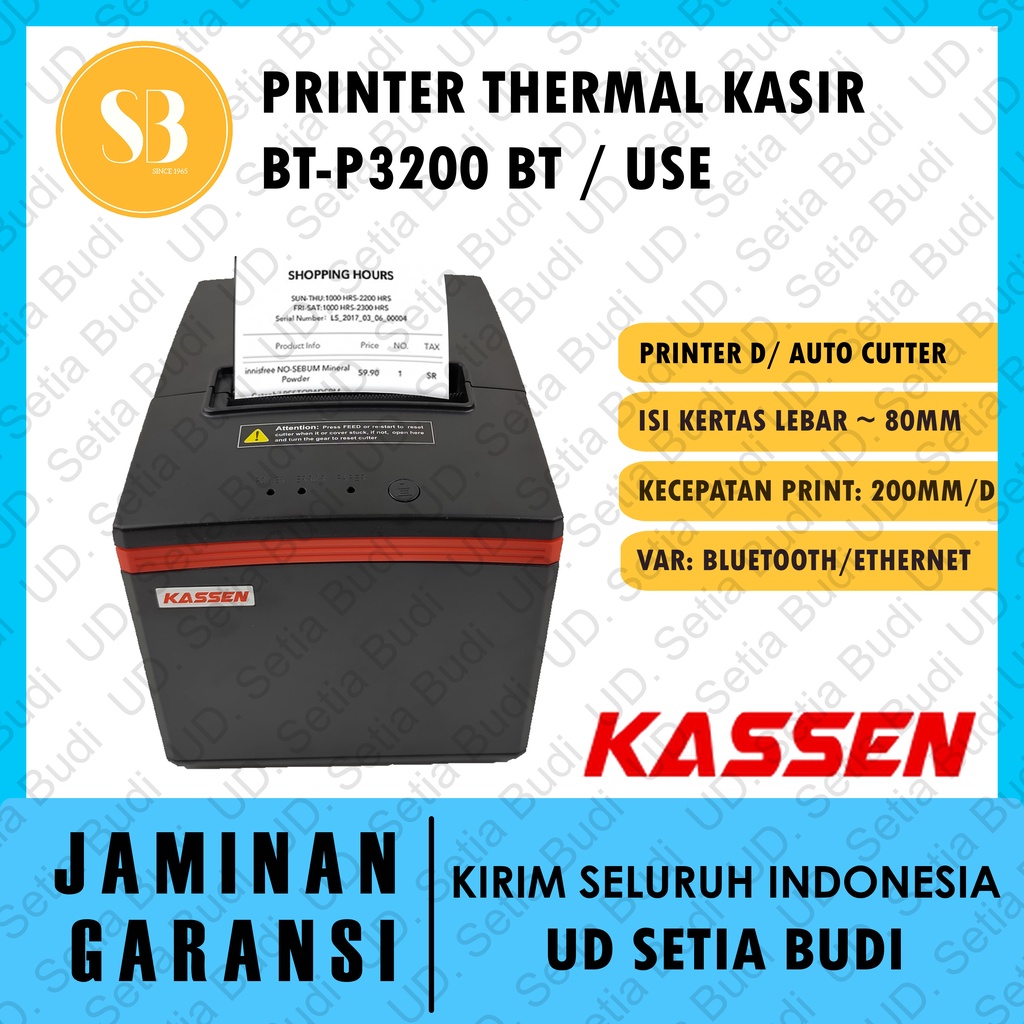 Thermal Printer Bluetooth / Ethernet Kassen BT-P3200 BT USE Auto Cutter