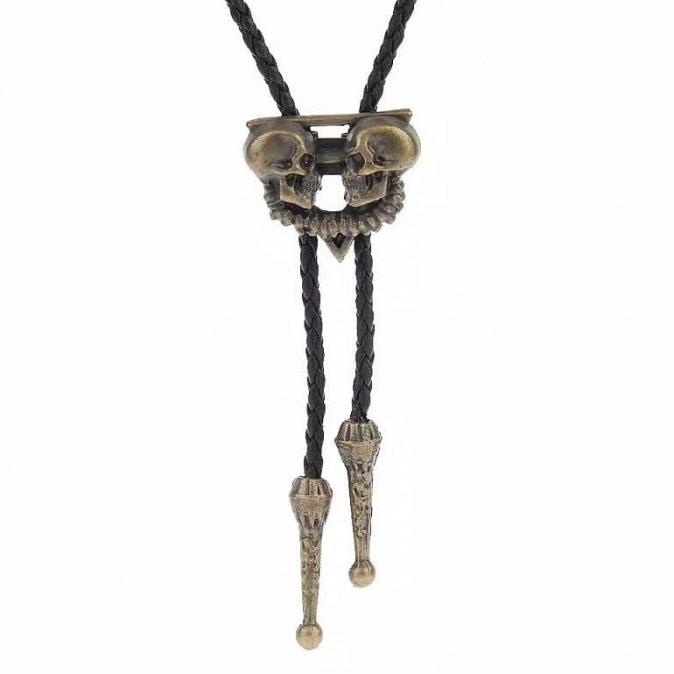 Houseofcuff Dasi Bolo Tie TWIN SKULL BOLO TIE GOLD