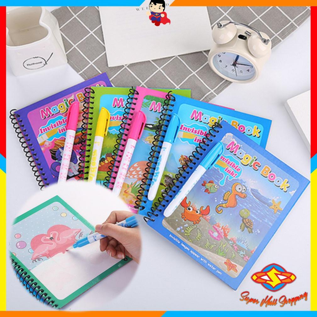 

SMS Water Coloring Book Invisible Ink Buku Gambar Mewarnai Anak Spidol Air