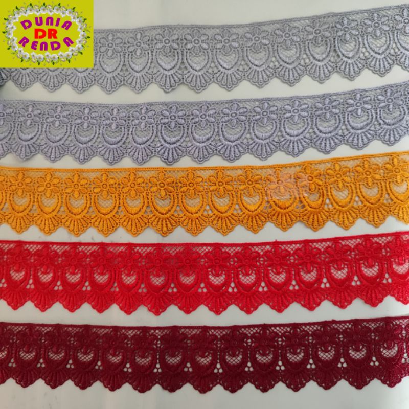 Renda giper, renda bordir, renda zipper, lebar 6cm, permeter