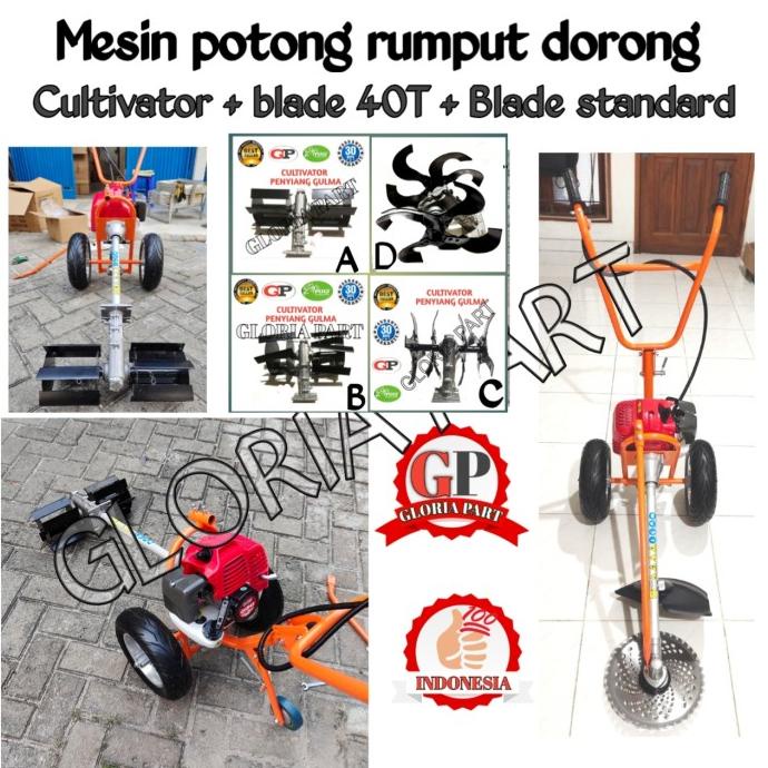 

Mesin Potong Rumput Dorong + Cultivator/Pengembur Tanah Penyiang Gulma