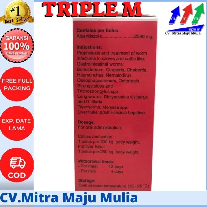 

Albenol 2500 mg OBAT CACING SAPI 1 DUS isi 50 Bolus tom03