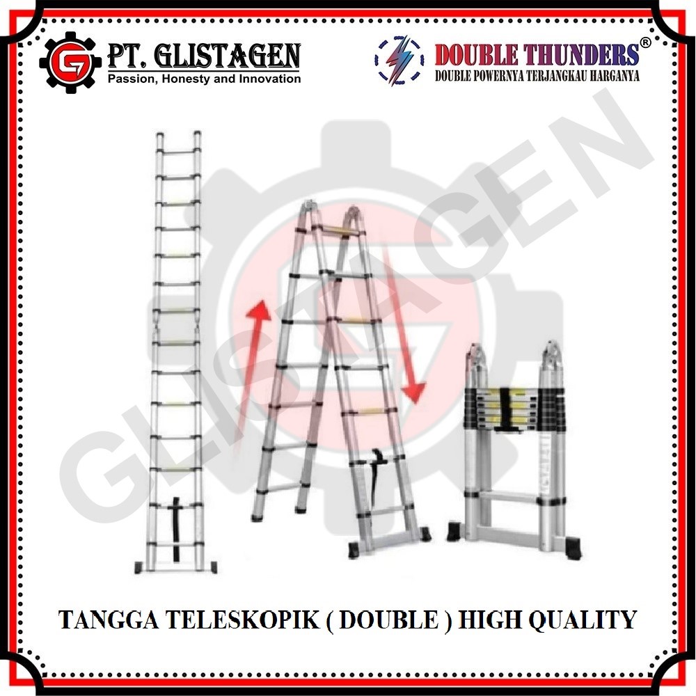 Tangga Teleskopik Aluminium Double 3.3Meter + 3.3Meter ( 6.6 Meter )