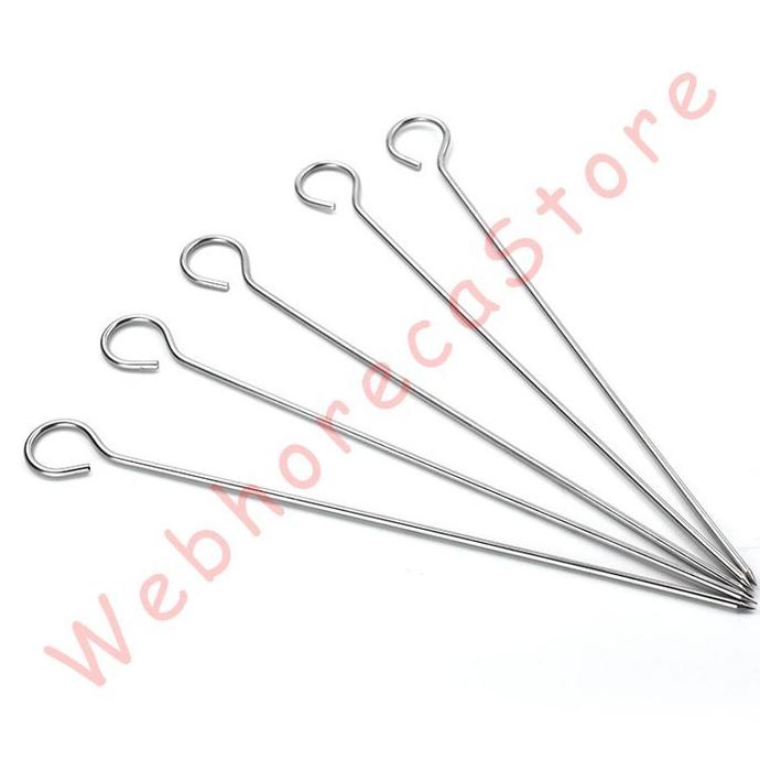 Kualitas terbaik] Kebab Skewer Stick Needle Ring 20cm Stainless Solid/ Tusuk Sate 2.5mm