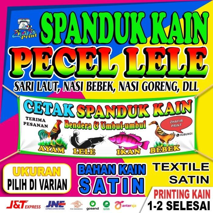 Terlaris Sablon Spanduk Kain Warung Pecel Lele - Bahan Kain Satin - 1X1 M
