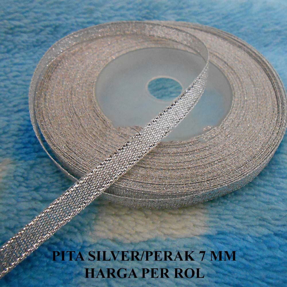 

Pita Silver - Pita Perak Lebar 7 mm Murah Harga Per Rol isi 18 meter