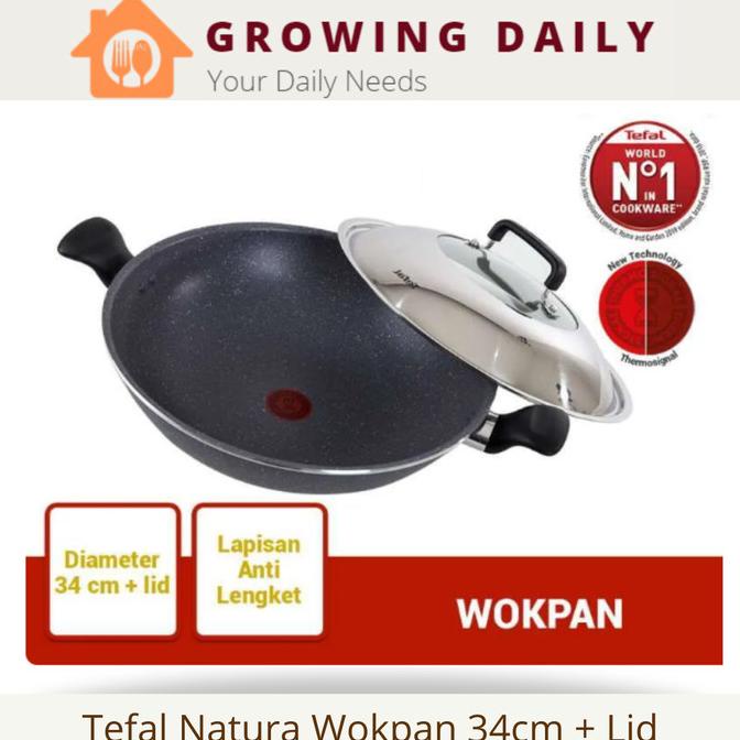 @=@=@=@=] TEFAL NATURA WOKPAN 34 CM + LID WAJAN ANTI LENGKET DENGAN TUTUP