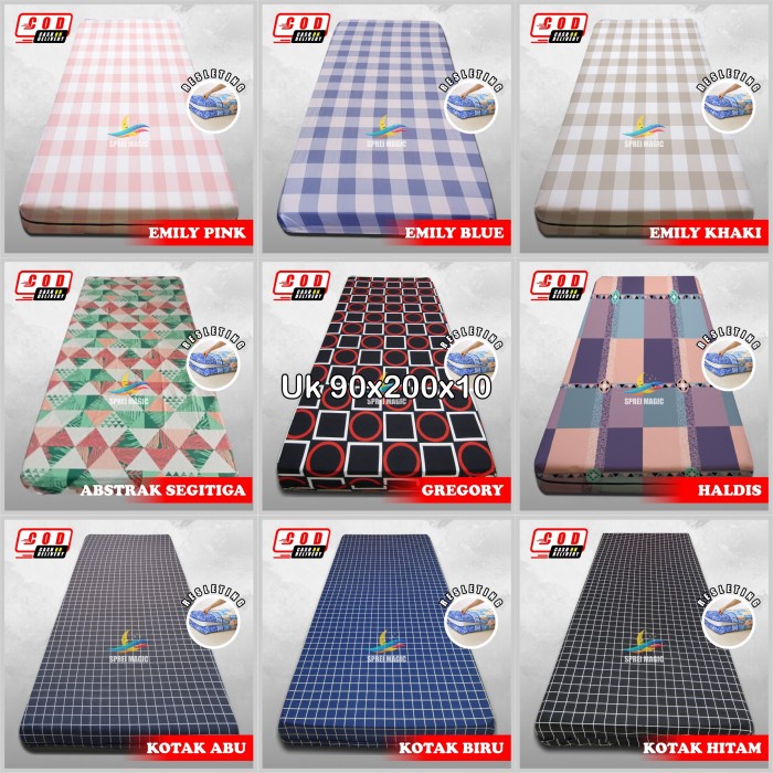 Sarung Kasur Busa Resleting 90|90x200x10|90x200x15|90x200x20|Sprei - 90x200x10 Terbaru