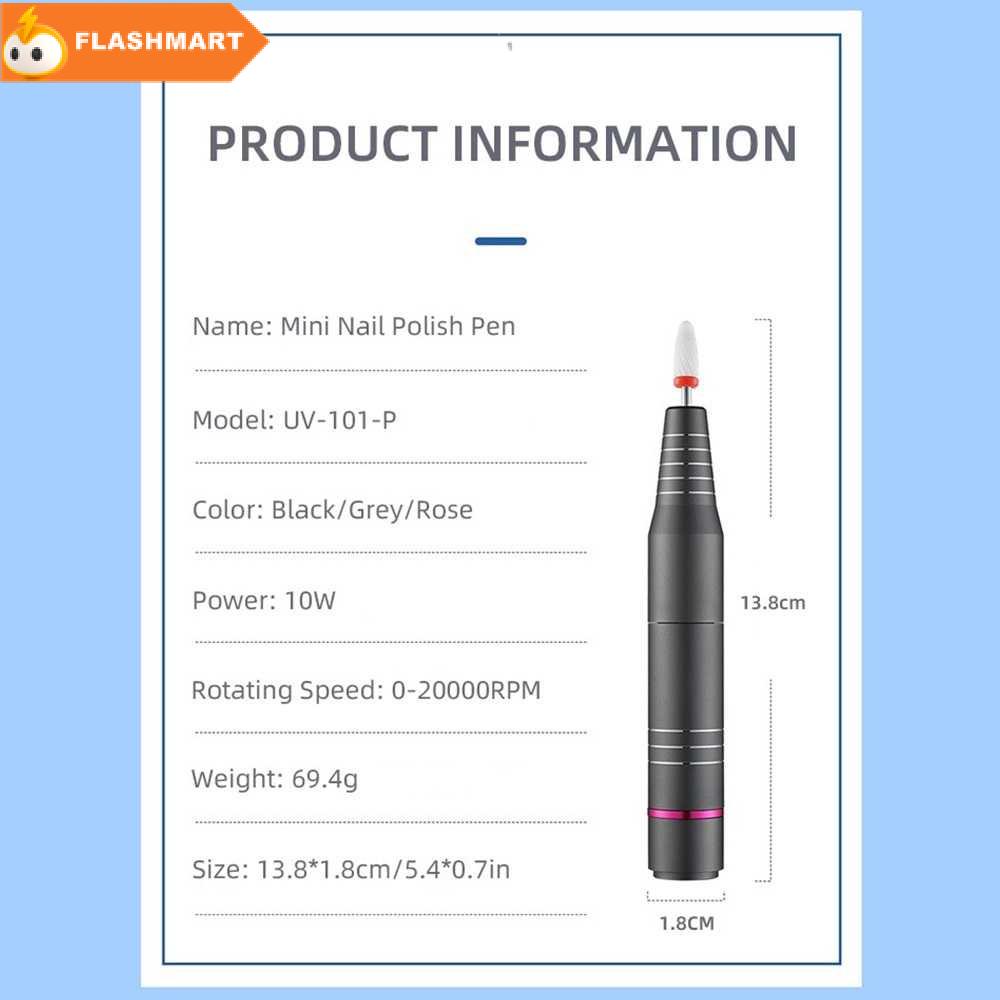 FLASHMART Alat Kikir Kuku Elektrik Nail Drill Machine USB 20000RPM - UV-101-P