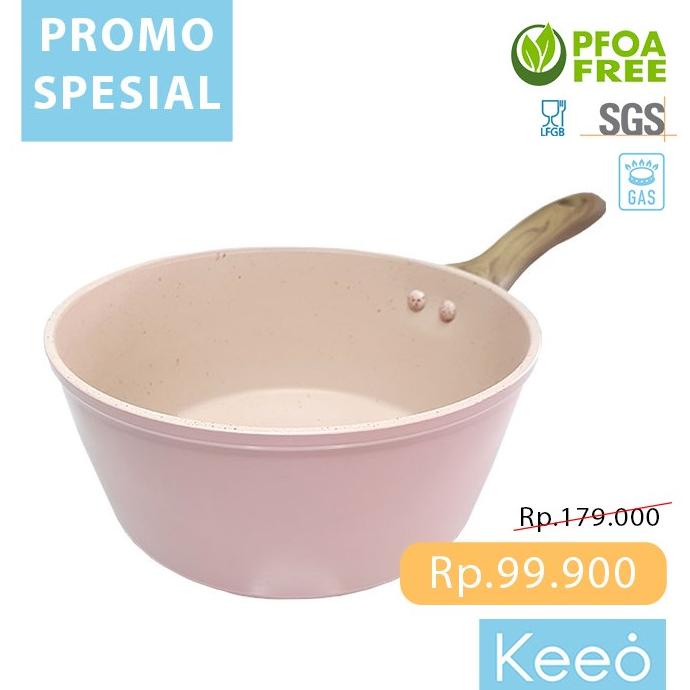 Keeo 16 cm Panci Anti Lengket Marble Granit (Sauce Pan) Pink