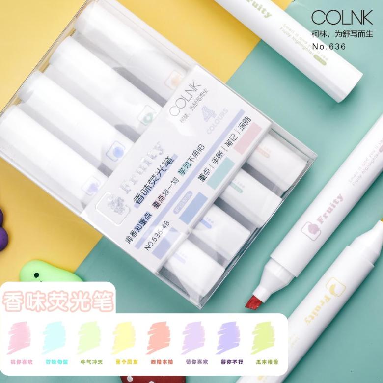 

4Pcs / Set Highlighter Kepala Lembut Aroma Buah Kapasitas Besar Untuk Pelajar