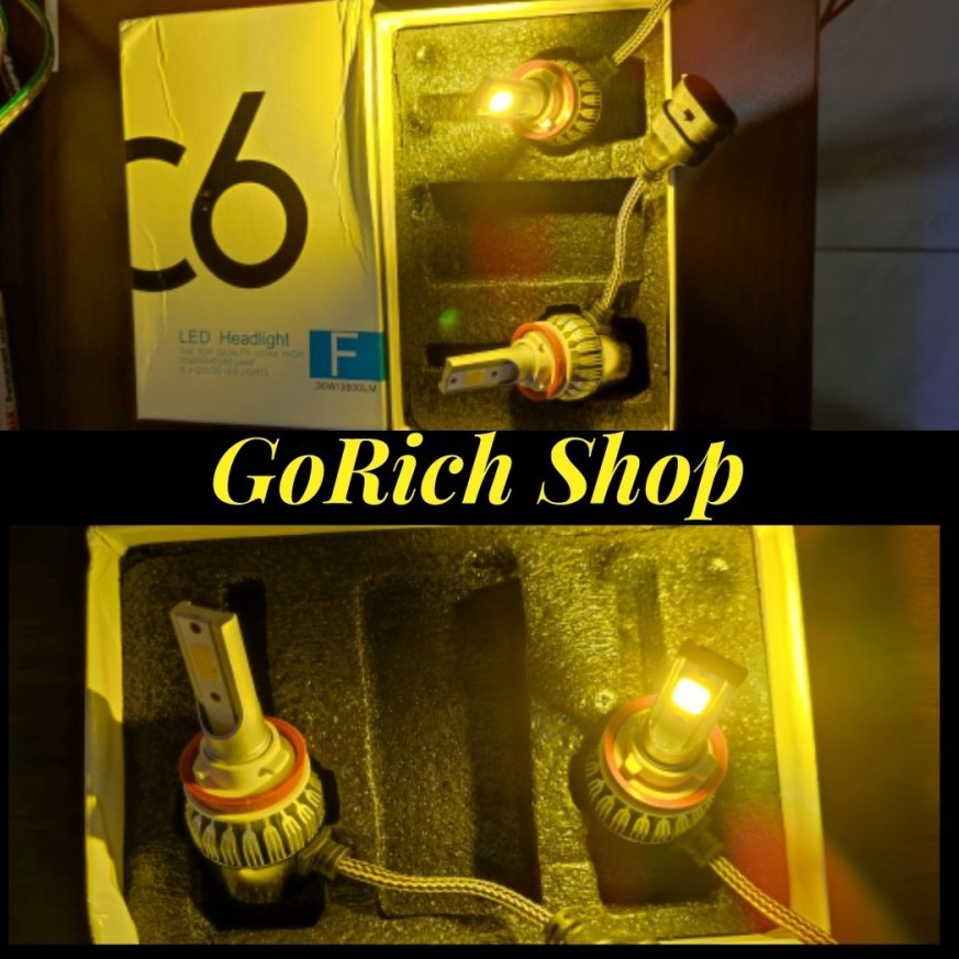 Terbaik| Led Foglamp Headlamp C6 H11, H8, H9 Yellow / Kuning