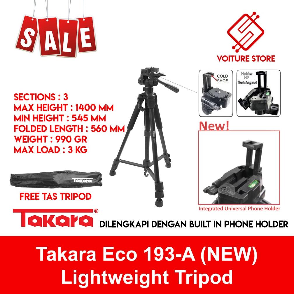 Takara ECO-193A Lightweight Travel Tripod Free Bag for DSLR Mirrorless ECO 193A