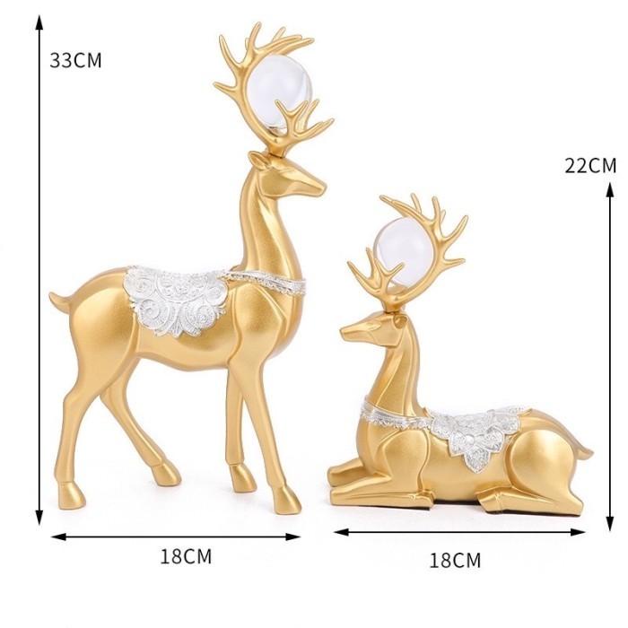 

Deer Gold Ornament + Metal Crystal Ball / Pajangan Rusa Gold Set 3pcs Kualitas Terbaik