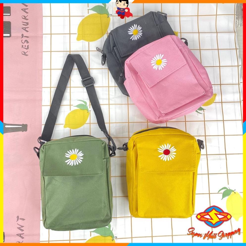 SMS Tas Slempang Wanita Daisy Korea Sling Bag Wanita Motif Bunga Kanvas Tas Fashion Wanita Tas Bahu 