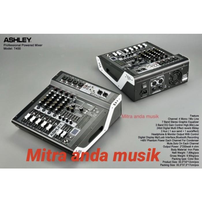 Terlaris Mixer Power Power Mixer Ashley T400 T400 500 Watt Reverb 99 Dsp