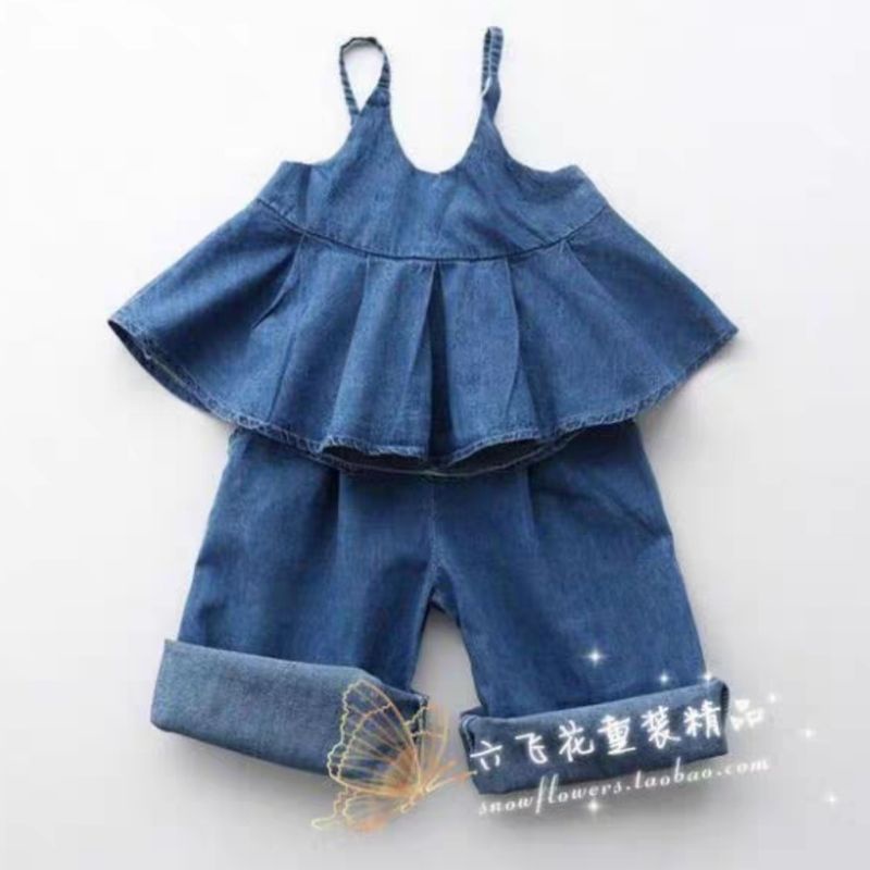 Setelan anak tanktop jeans celana kulot