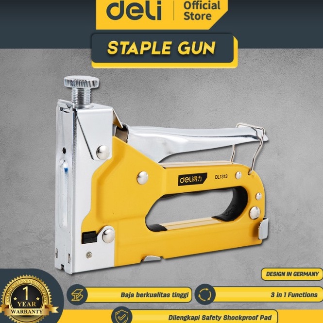 

MURAH MERIAH Deli Staple Gun/Staples Tembak 3 in 1 Chromium molybdenum Bisa 3 Jenis Staples DL1313 /Alat Perkakas