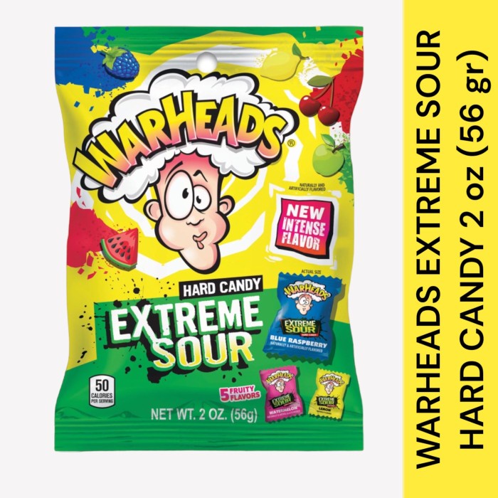 

WARHEADS EXTREME SOUR HARD CANDY PRODUCT OF USA