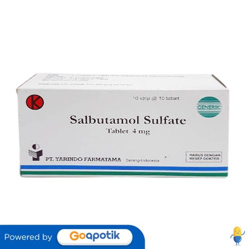 SALBUTAMOL SULFATE YARINDO 4 MG BOX 100 TABLET