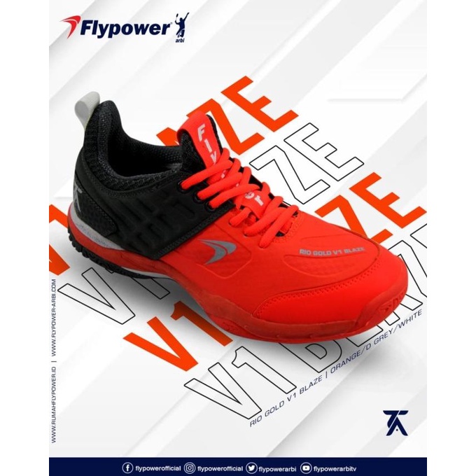 SEPATU BADMINTON FLYPOWER RIO GOLD V1 ORIGINAL