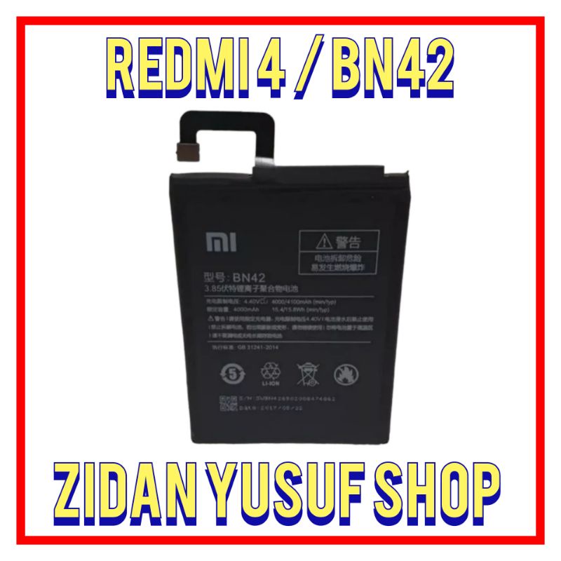 BATTERY BATRE BATRAI BATERAI XIAOMI REDMI 4 / BN42 ORIGINAL