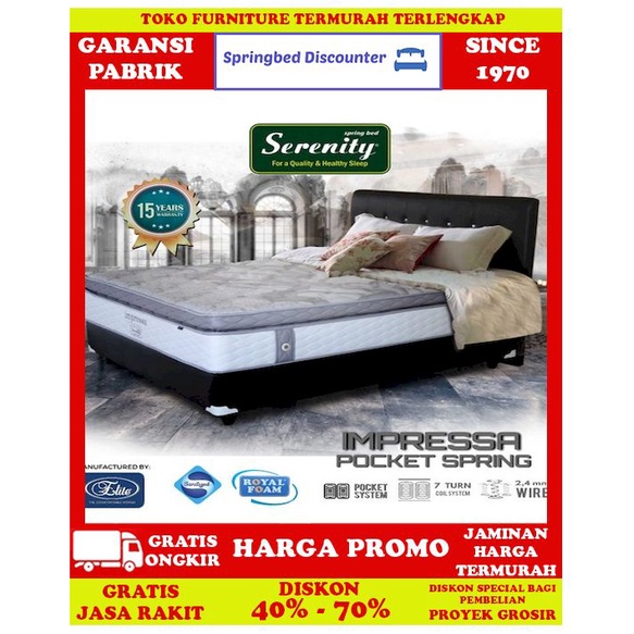 Springbed Kasur Elite Serenity Impressa PTop Pocket Spg 100x200 Set