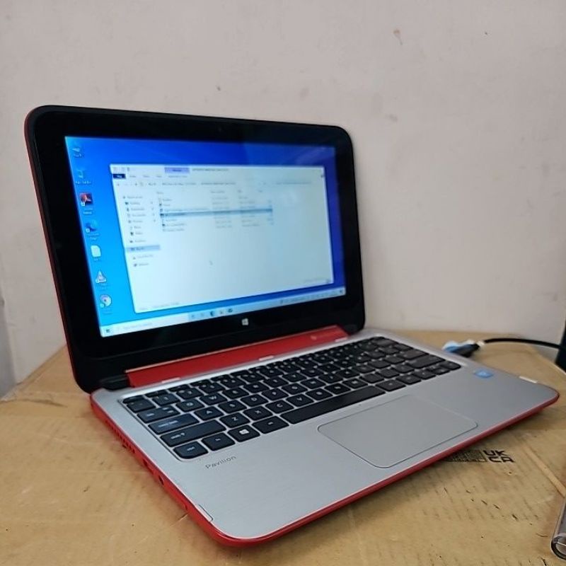 LAPTOP HP PAVILION 11 X360 PC LAYAR SENTUH CELERON N2840 RAM 4GB HDD 500GB WIFI 11 INCH PUTIH SAMPING DIKIT