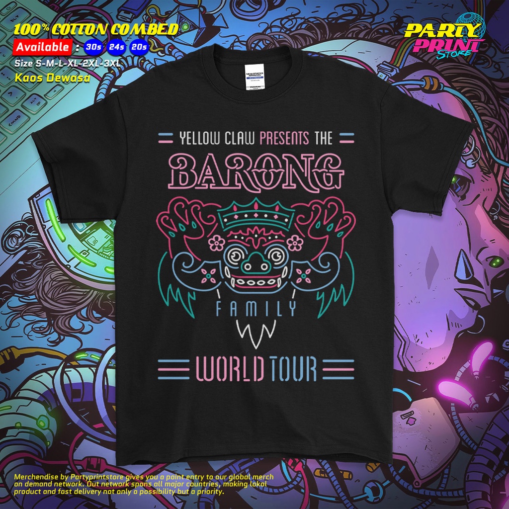 Partyprintstore Kaos Pria Band Yellow Claw Barong World Tour I