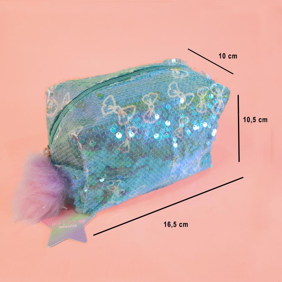 

Terjangkau - Scoop Tempat Pensil / Pencil Case pencil holo sequin manik/pencil case pom pom F9104