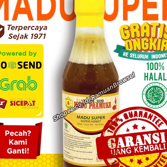 

Promo ⭐ Madu Super Pramuka 350ml (Madu + Pollen + Royal Jelly) Alami