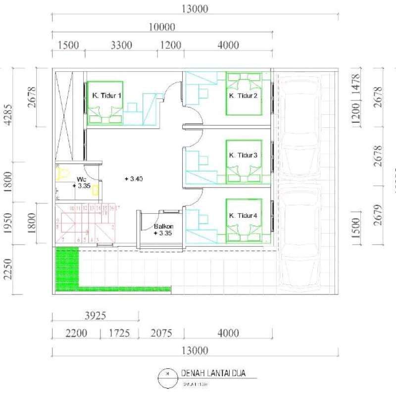 Desain denah rumah 1 lantai atau lebih (2D)