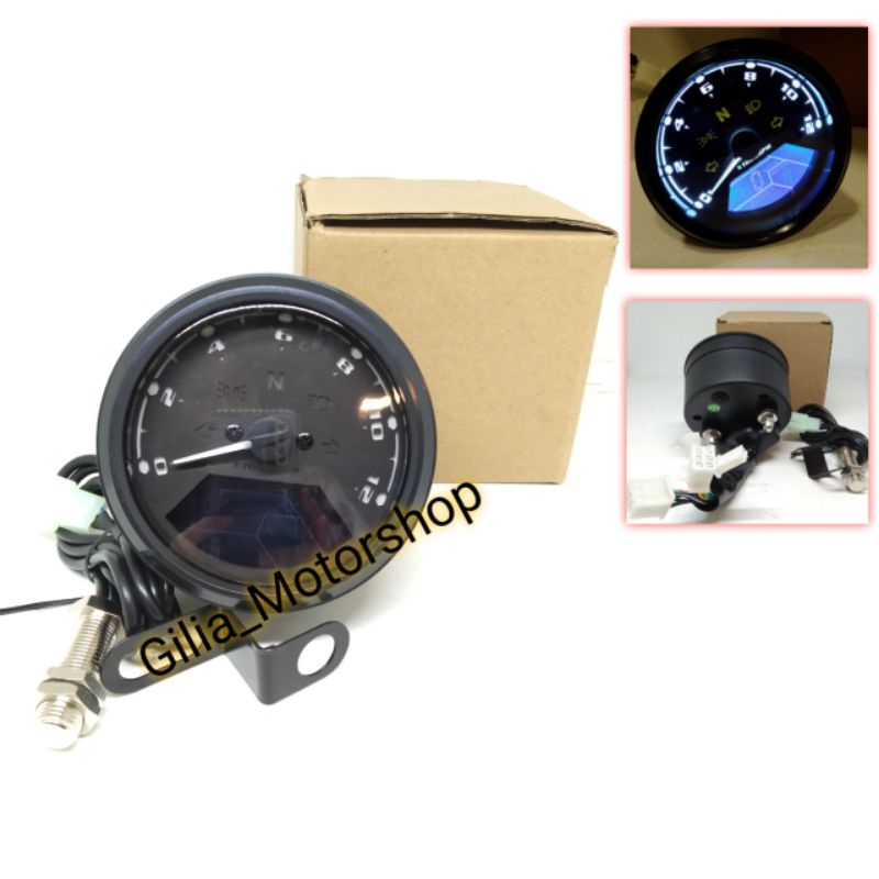 Speedometer babon Digital bulat plus Sensor Spidometer Spido babon Bulat Digital LED Custom Universal Motor