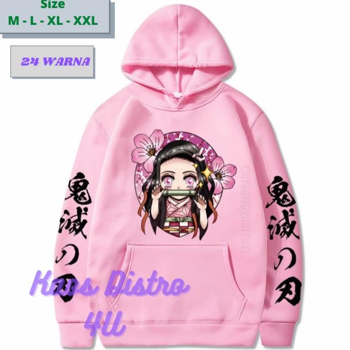 Hoodie Pulover Gambar Anime Jepang Demon Slayer Kamado Nezuko Pria Wa