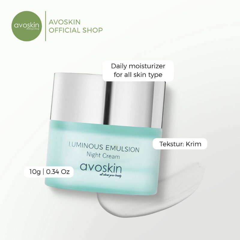 AVOSKIN Luminous Emulsion Night Cream - Creme Ultra Reparatrice | For All Skin Type - 10 g