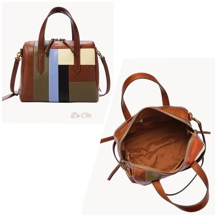 Tas Fossil Sydney satchel bright patchwork sz 26x21x15cm