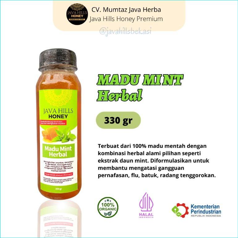 

Madu Mint Herbal 330gr | Madu & Ekstrak Daun Mint Asli | Produk Java Hills Honey Premium Best Seller