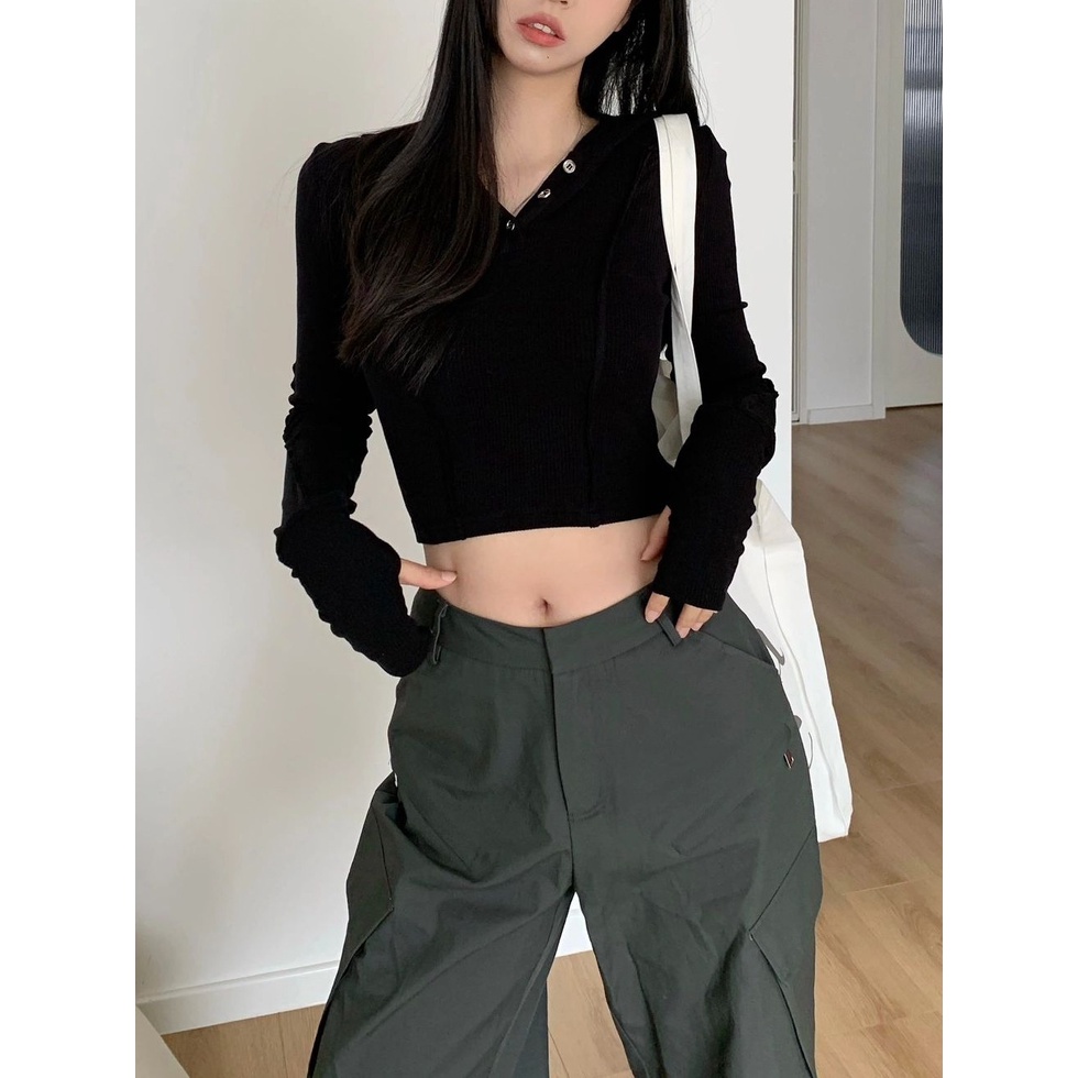Red Celana manis Amerika ukuran besar pinggang tinggi lurus overall wanita musim panas high street longgar all-match kasual celana pel lebar kaki