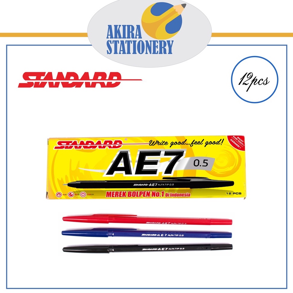 

PULPEN / PEN / PENA STANDARD AE7 0.5mm (12 PCS) [MERAH, BIRU, HITAM] –HK.15Jn23ᵁ