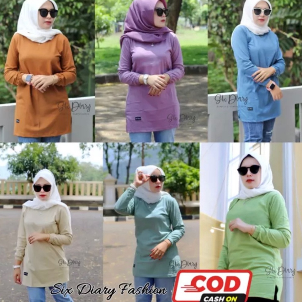 {AM.30Jn23υ} PAKAIAN WANITA TUNIK LENGAN PANJANG HIJAB ZOLAQU SIXDIARY PANJANG M - L - XL - XXL COD