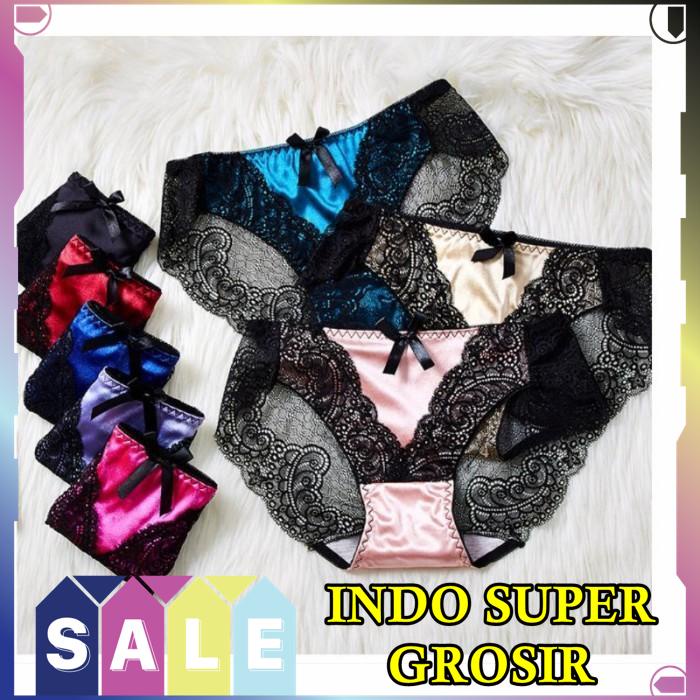 CELANA DALAM WANITA SATIN RENDA TRANSPARANT LICIN MENGKILAT BAHAN BERKUALITAS TINGGI 